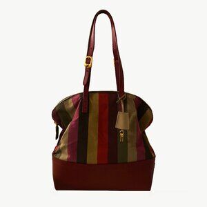 Fendi Pequin Multicolor Striped Tobacco Tote